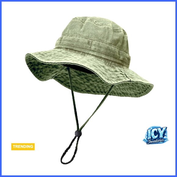 Unisex UPF50+ Cotton Bucket Hat, Adjustable Wide Brim Sun Protection main image 6